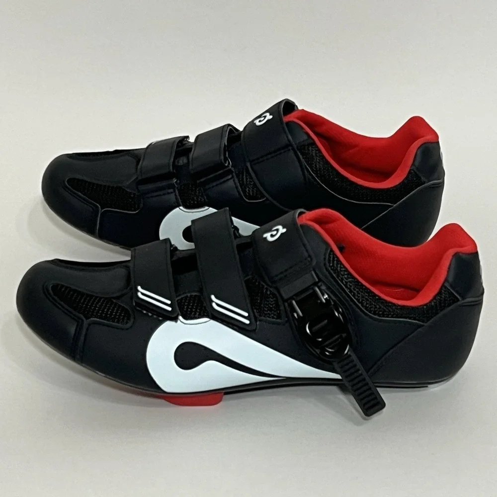Peloton Cycling Bike Shoes Black Red Size 43 Unisex Men Size 10 / Women Size 12